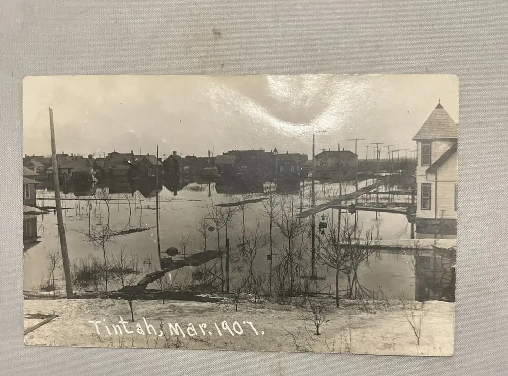 1907 Tintah Minnesota RPPC Flooded Town Real Photo Postcard Vintage